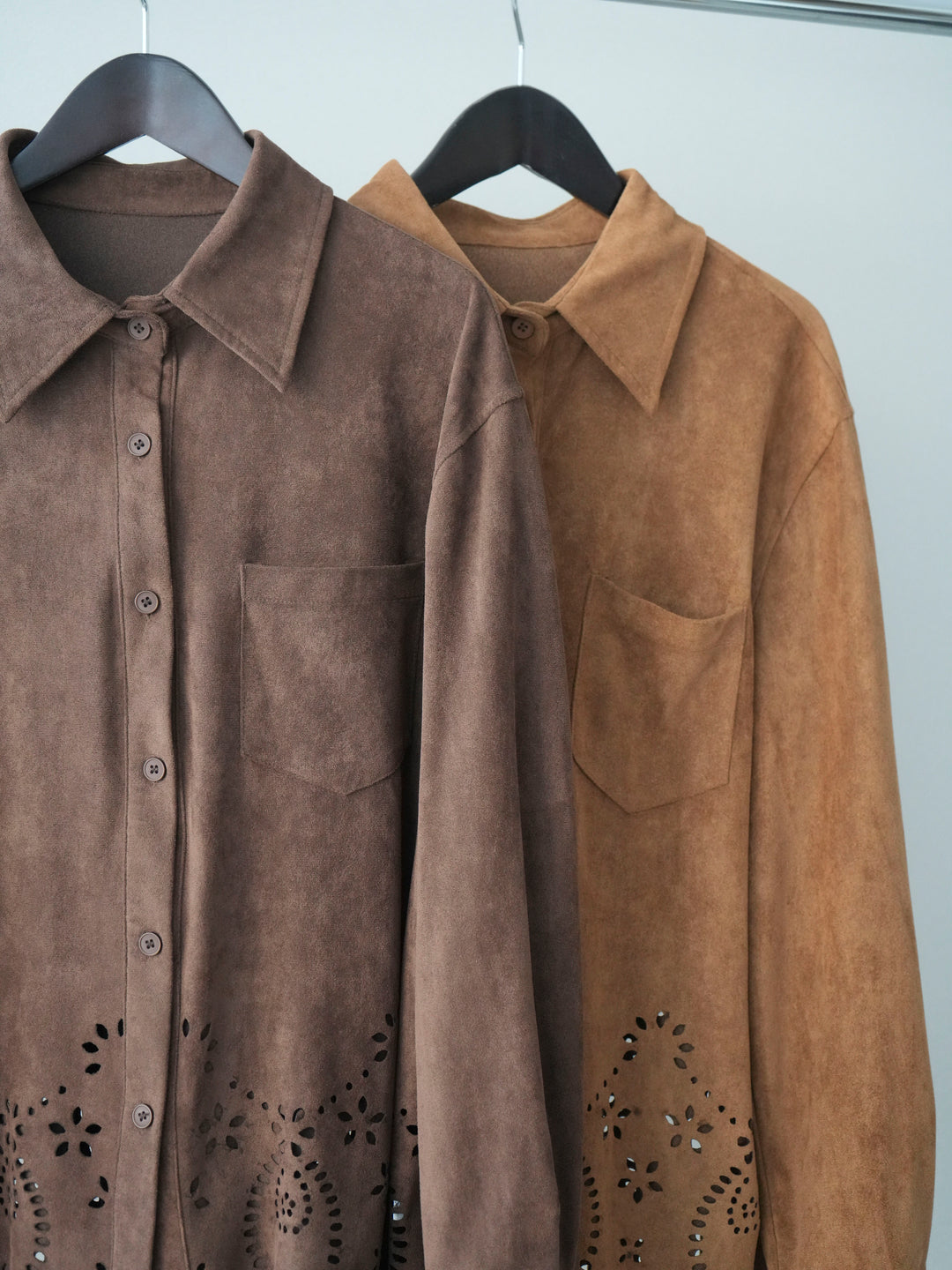 [SET]裾スカラップスエードシャツ+裾スカラップスエードシャツ(2set)