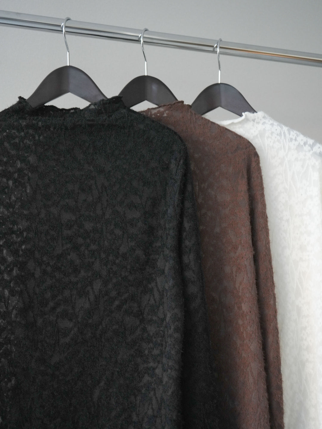 [SET]ローゲージ畦編みドルマンニットボレロ+起毛レースプチネックトップス(2set)