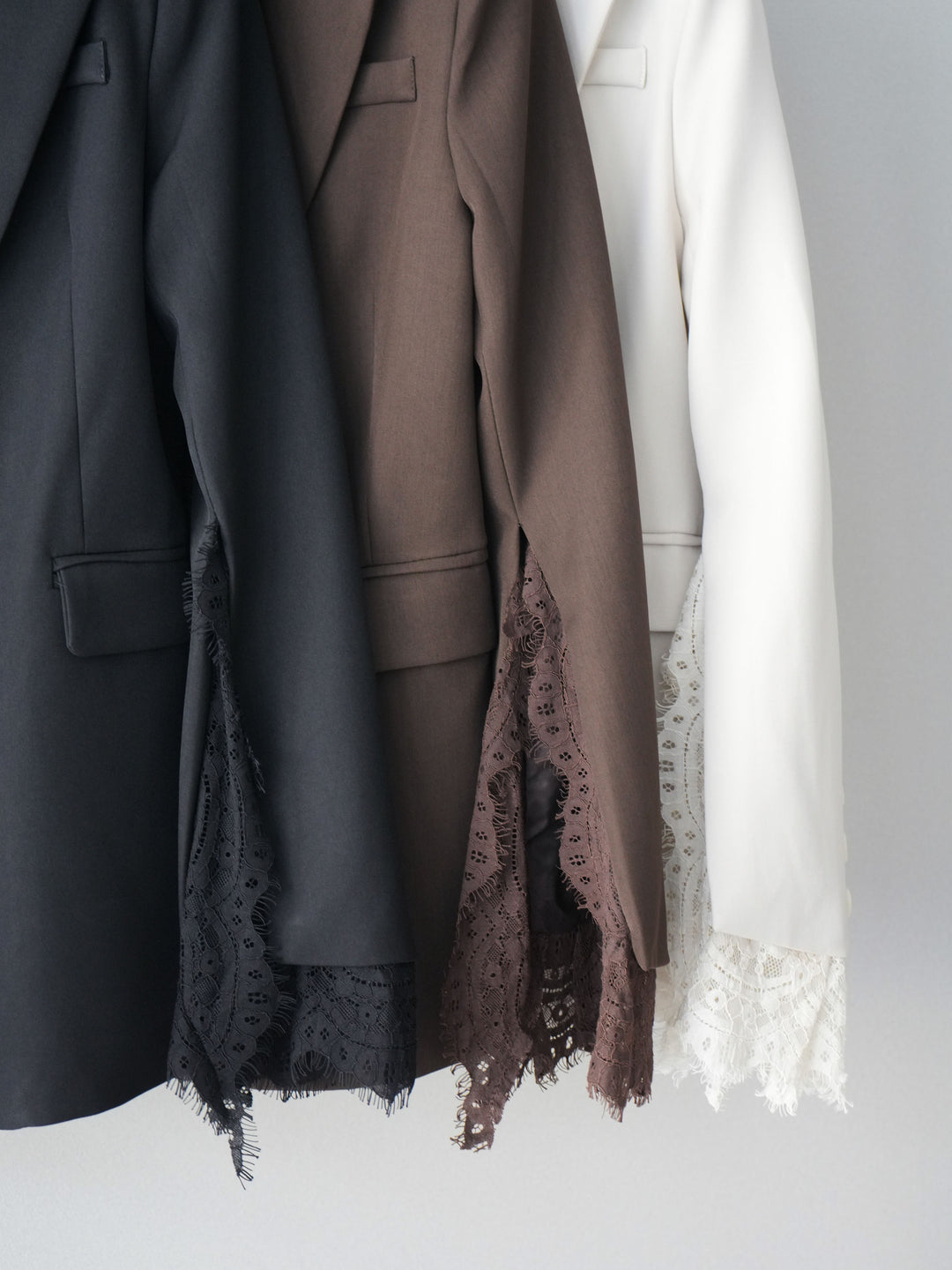 [SET]レースレイヤードスリットジャケット+バックデザインサロペット(2set)