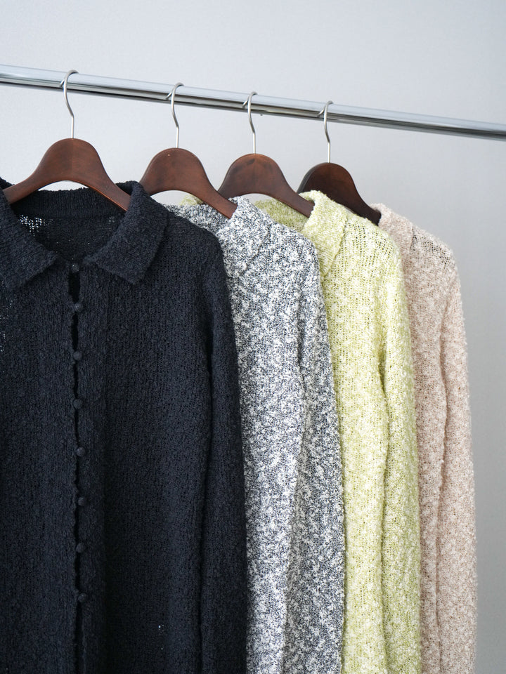 [SET]透かし編みブークレポロニットトップス+透かし編みブークレポロニットトップス(2set)