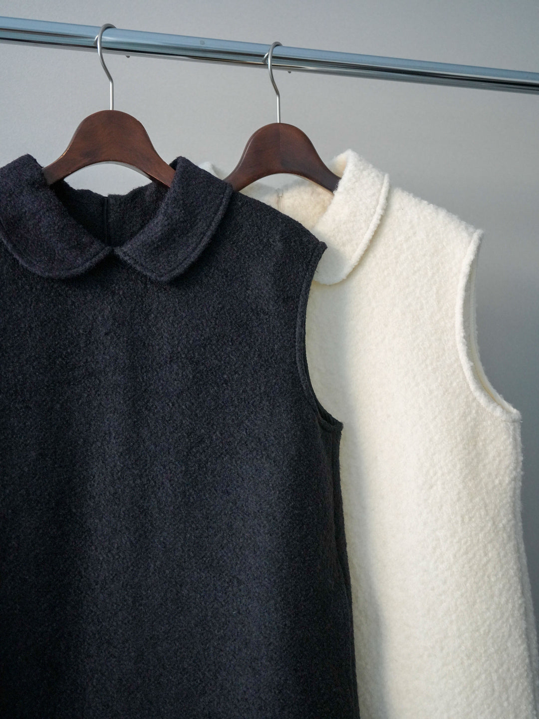 [SET]襟付きブークレミニワンピース+レイヤードデザインツイードテーラードジャケット(2set)