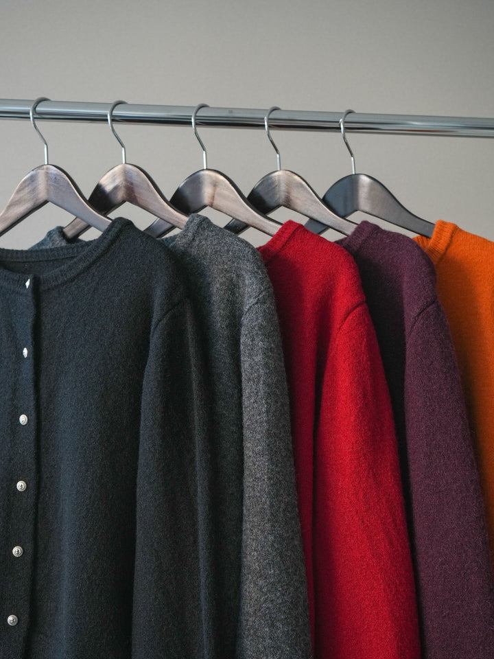 [SET]ウールライクフライトジャケット+アンティークボタンニットカーディガン+フラワーフロッキーチュールプリーツスカート(3set)