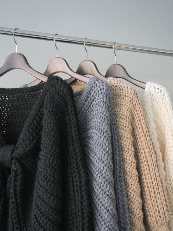 [SET]ローゲージ畦編みドルマンニットボレロ+起毛レースプチネックトップス+ベルトループデザインワイドパンツM(3set)