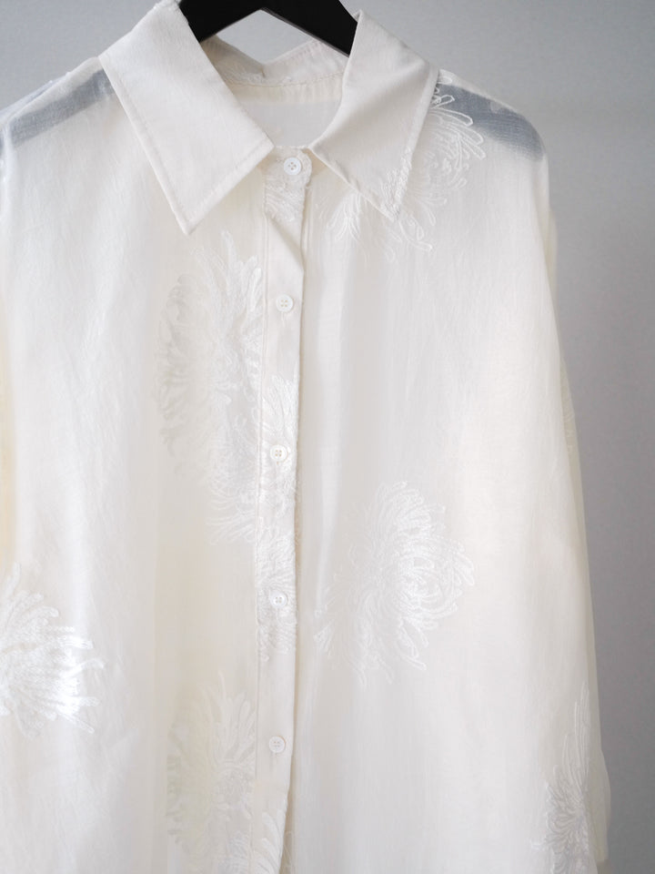 [SET]シアーエンブロイダリーシャツ+ダブルボタンドレープパンツ(2set)