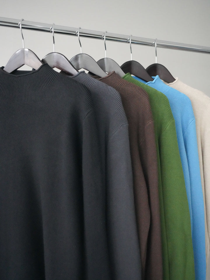 [SET]BIGカラームートンコート+ボトルネック裾カールリブニットトップス(2set)