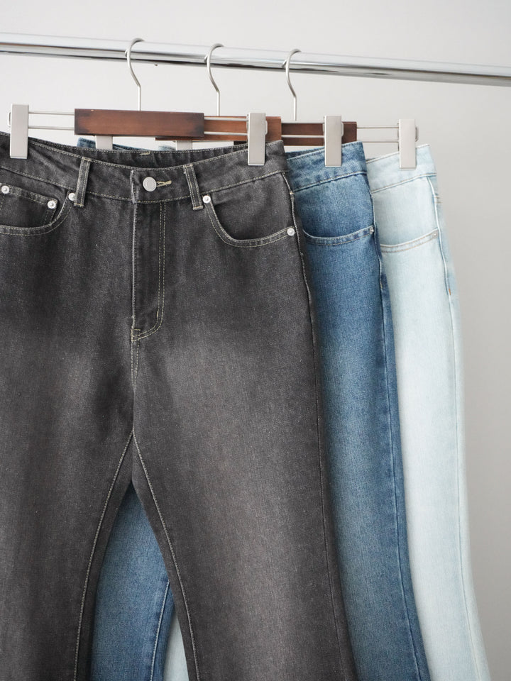 [SET]コーデュロイ×デニムミドルジャケット+フレアデニムパンツ(2set)