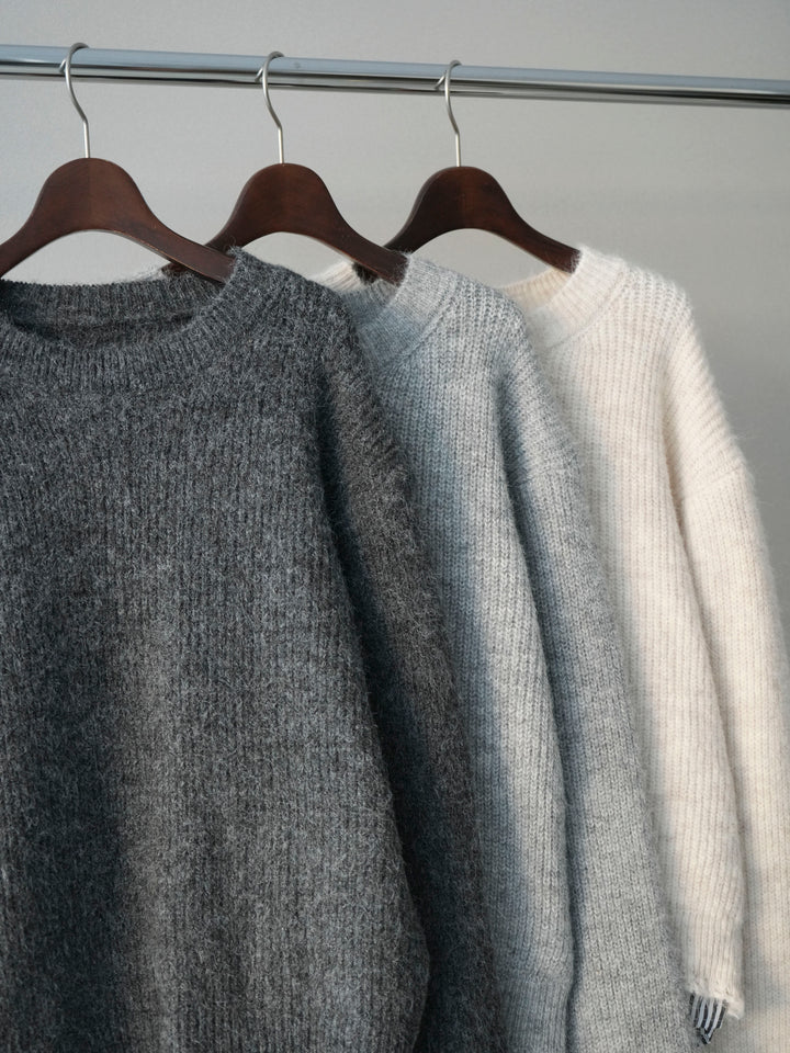 [SET]裾シャツレイヤードダメージニットプルオーバー+コーデュロイサイドタックコクーンパンツ(2set)