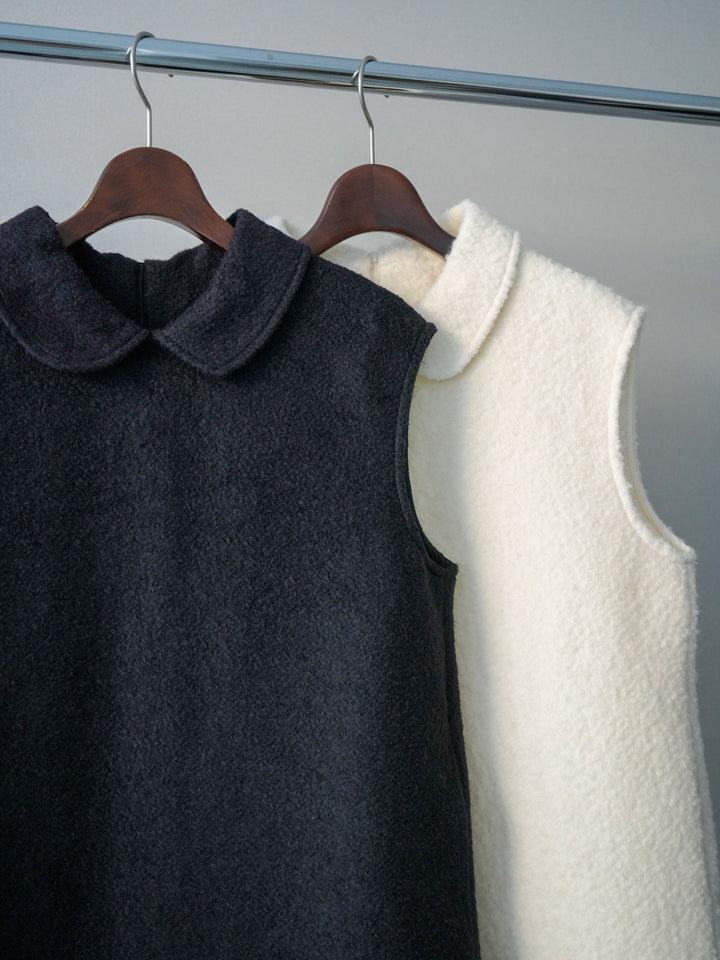 [SET]襟付きブークレミニワンピース+チュールボリュームスカート(2set)