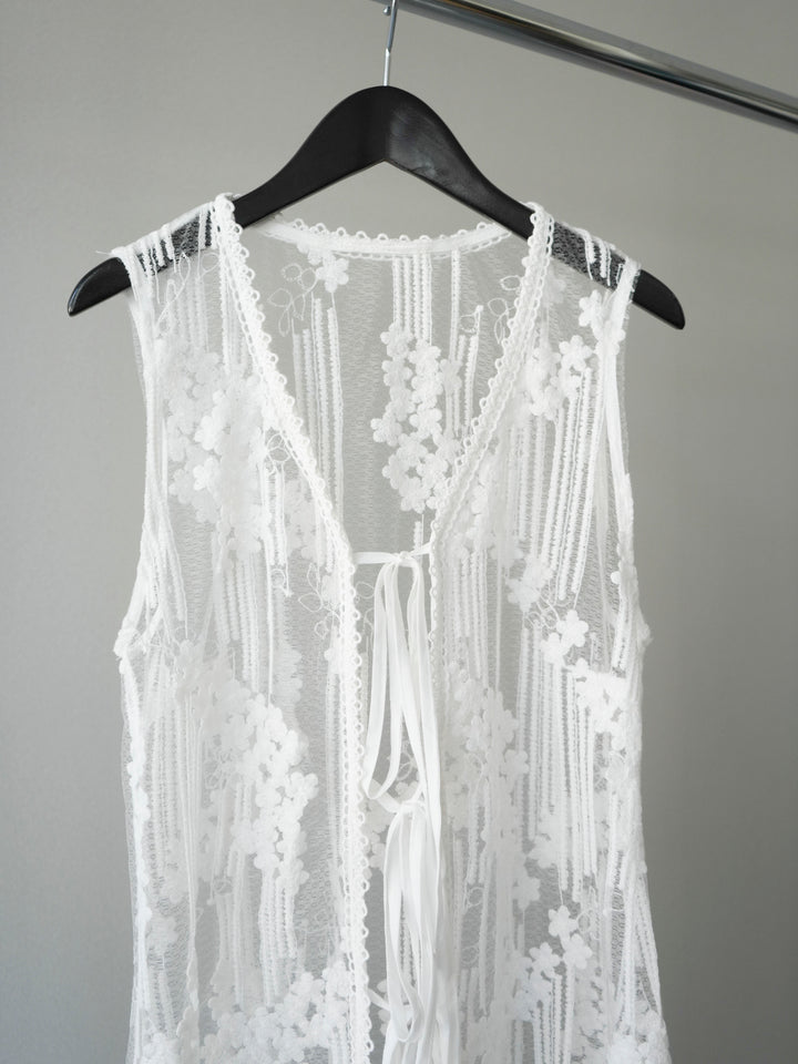 【套裝】設計師蕾絲長洋裝背心+內建胸罩的羅紋抹胸吊帶衫（兩件套）