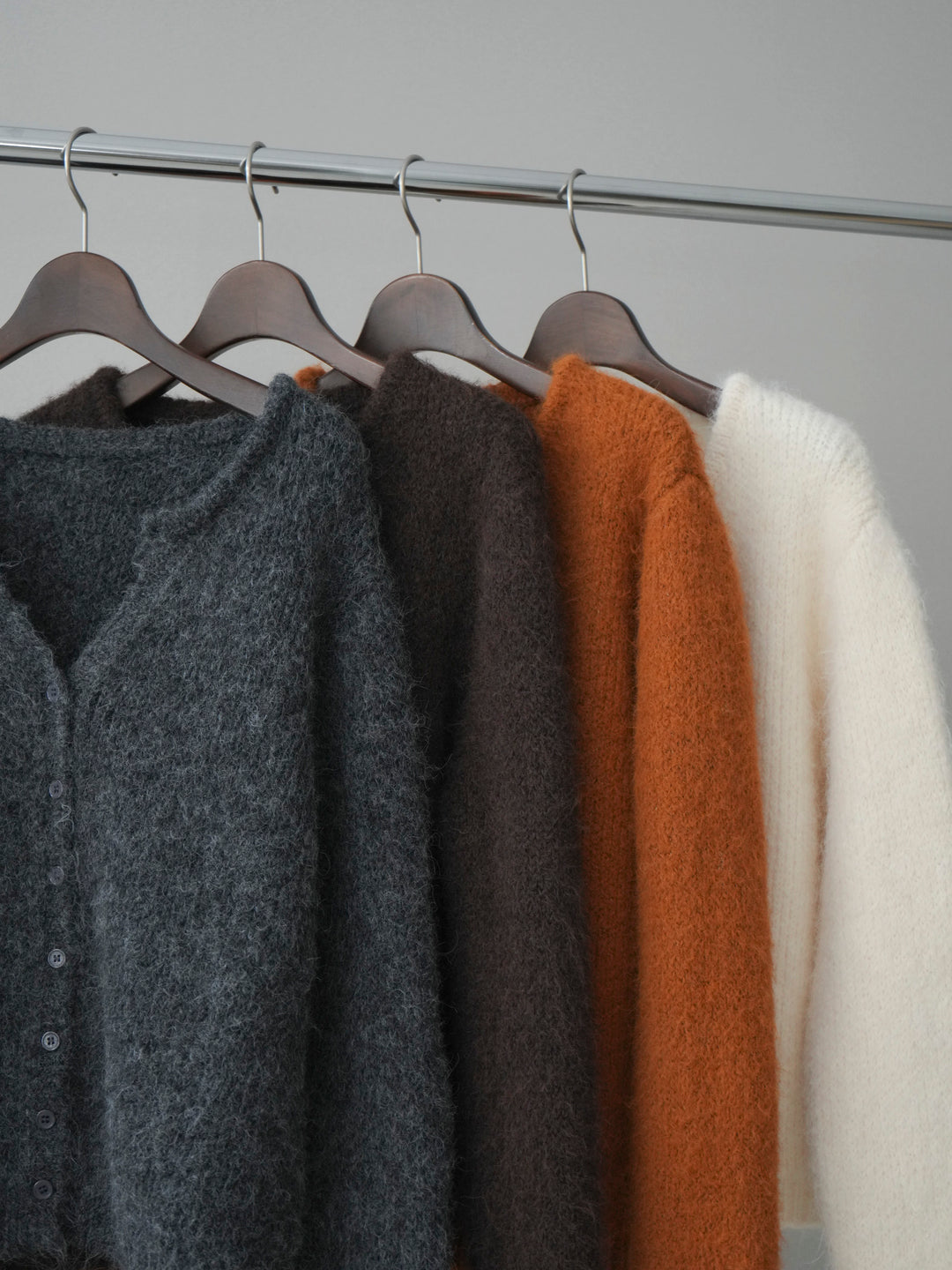 [SET]キーネックシャギーニットカーディガン+カーゴデザインコクーンデニムパンツ(2set)