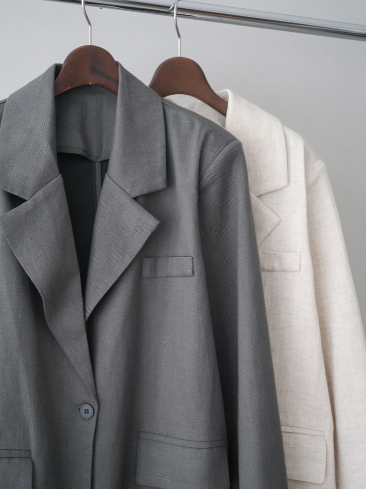 [SET]サテンレースレイヤードキャミワンピース+リネンタッチオーバージャケット(2set)