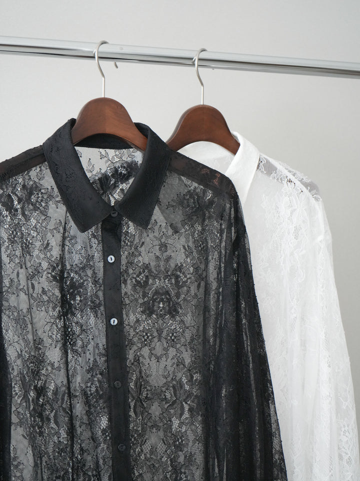 [SET]総レースボリュームスリーブシャツ+総レースボリュームスリーブシャツ(2set)