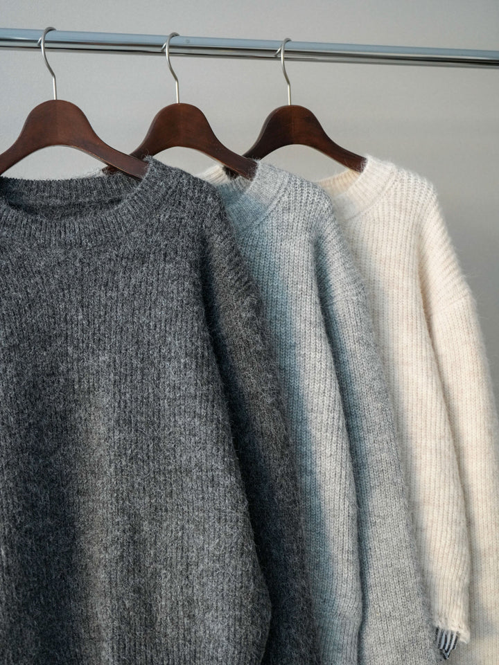 [SET]裾シャツレイヤードダメージニットプルオーバー+裾シャツレイヤードダメージニットプルオーバー(2set)