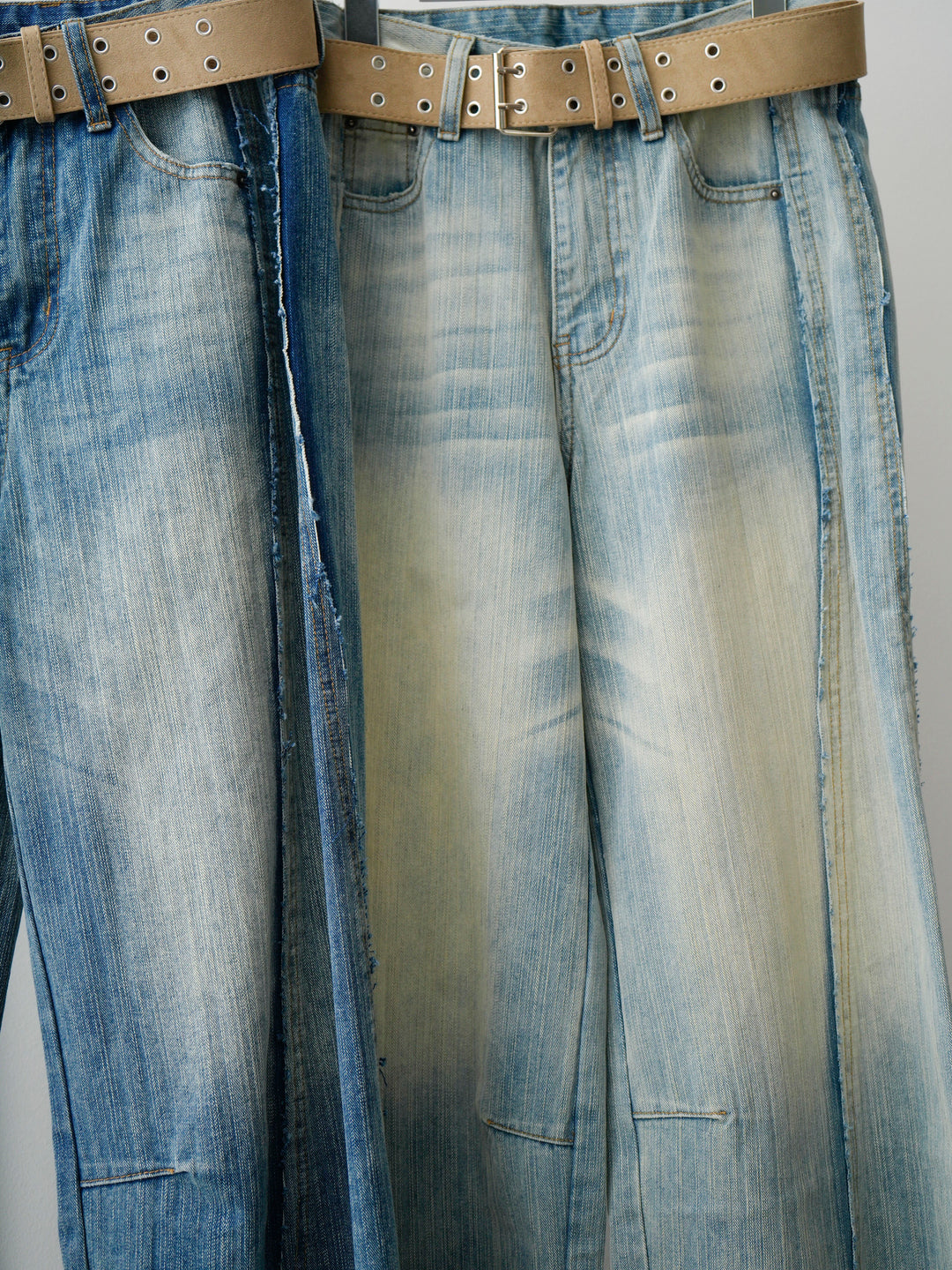 [SET]フリルティアードTEE+縦ウォッシュワイドデニムパンツ(2set)