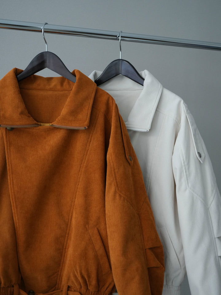 [SET]コーデュロイライダース裾レースブルゾン+コーデュロイライダース裾レースブルゾン(2set)