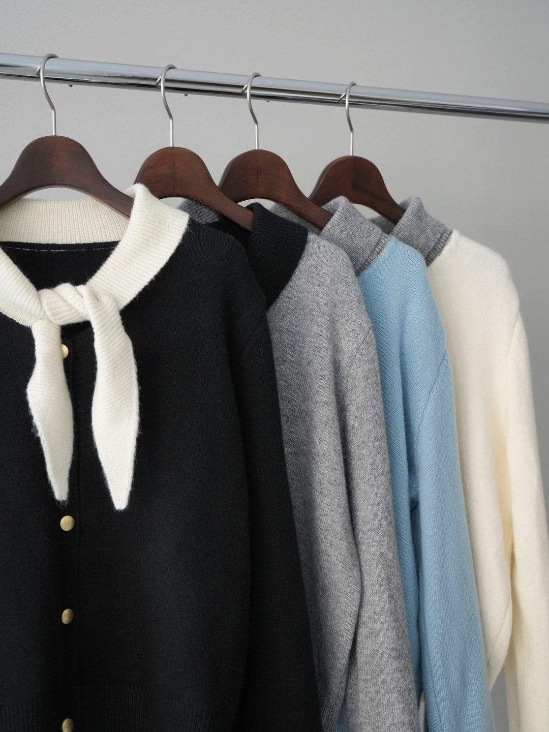 [SET]デザイン襟ニットカーディガン+デザイン襟ニットカーディガン(2set)