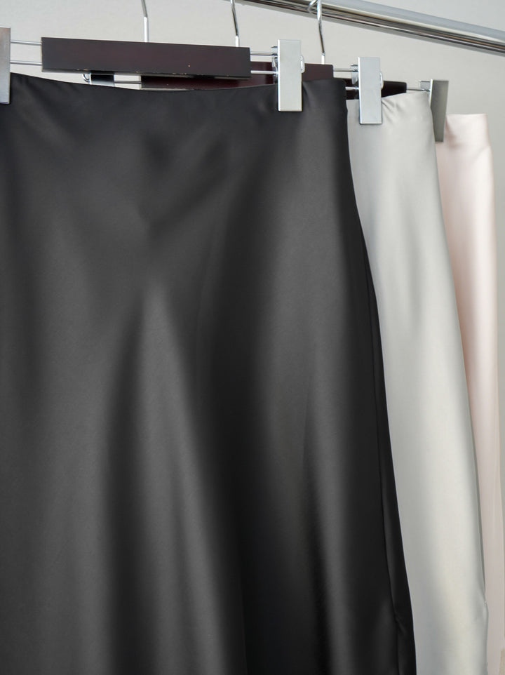 [SET]異素材ビスチェドッキングブラウス+センターシームフレアパンツ+サテンライクアシメレーススカート(3set)