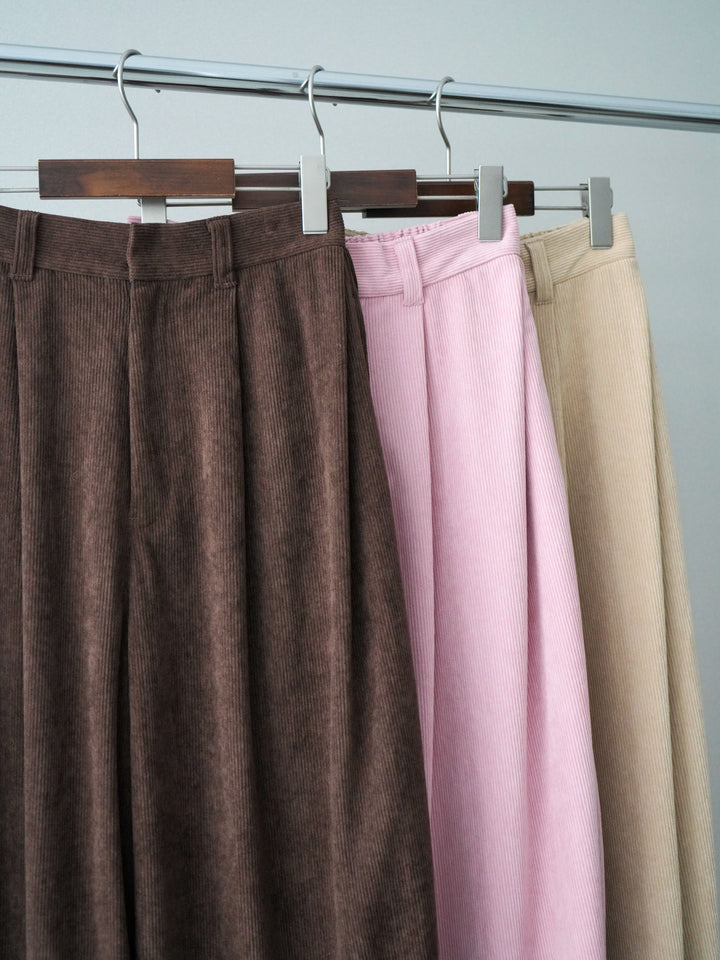 [SET]くるみボタンニットカーディガン+コーデュロイサイドタックコクーンパンツ(2set)