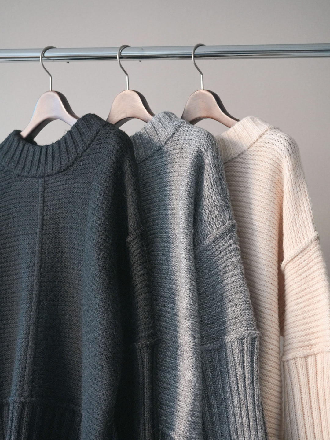 [SET]編み地切替ボトルネックニットプルオーバー+編み地切替ボトルネックニットプルオーバー(2set)