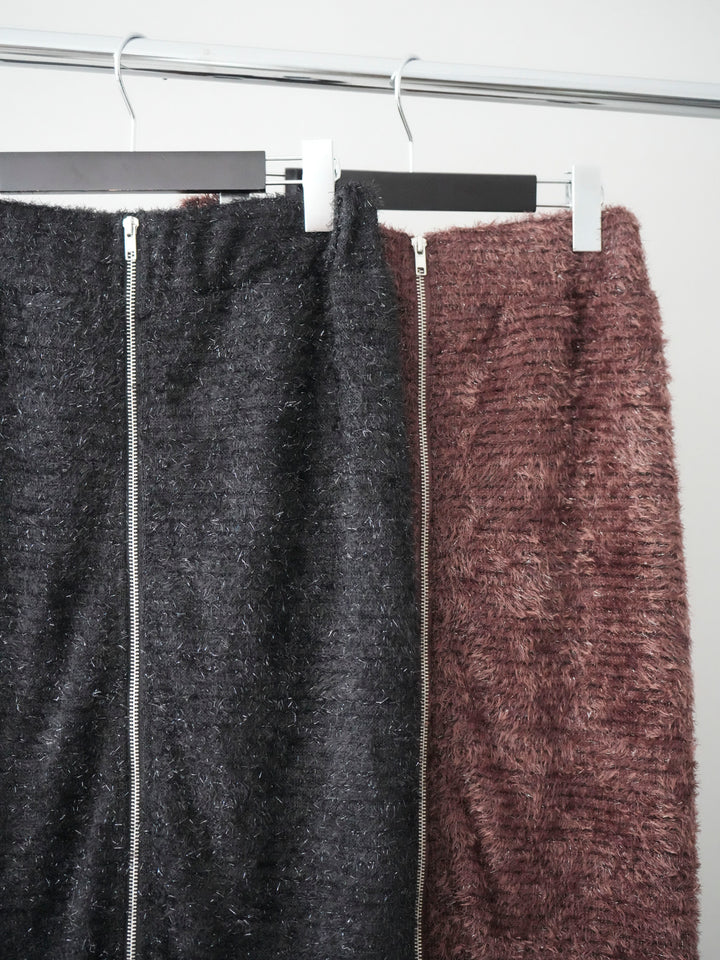 [SET]ラメシャギーフロントジップスカート+ラメシャギーフロントジップスカート(2set)