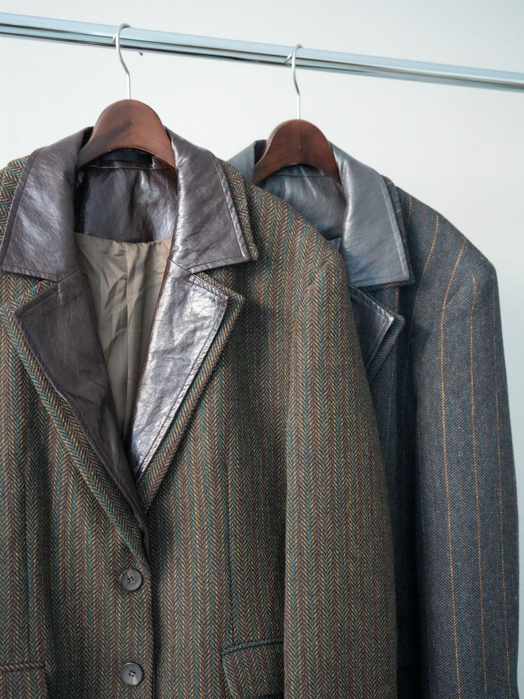 [SET]襟付きブークレミニワンピース+レイヤードデザインツイードテーラードジャケット(2set)