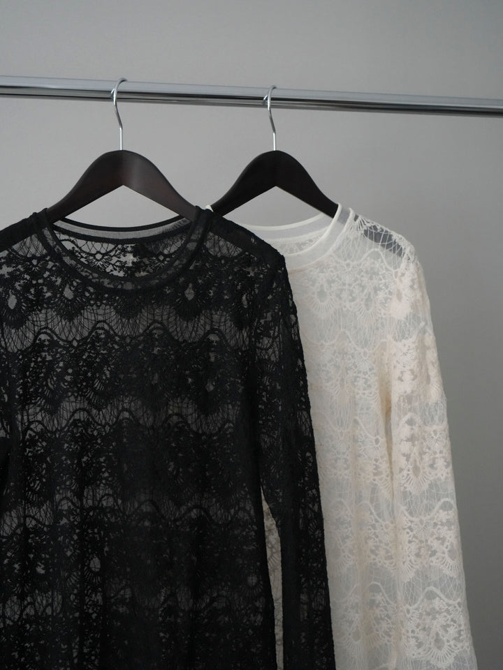 [SET]バルキーケーブルクロップドニットプルオーバー+チュールレーストップス(2set)