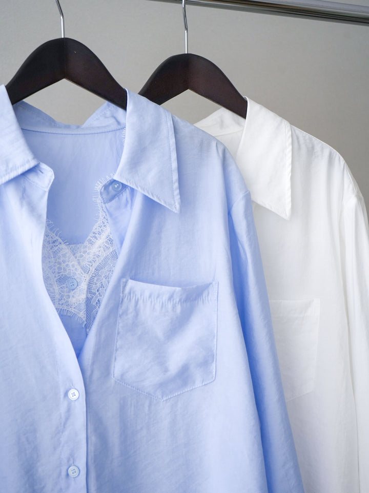 [SET]レイヤードデザイン裾レースブラウス+レイヤードデザイン裾レースブラウス(2set)