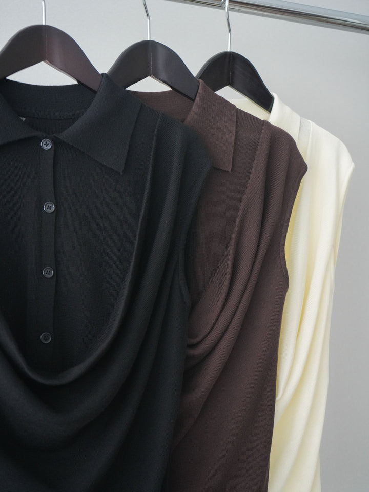 [SET]ノースリーブドレープニットトップス+フロントビジューカーブデニムパンツ(2set)