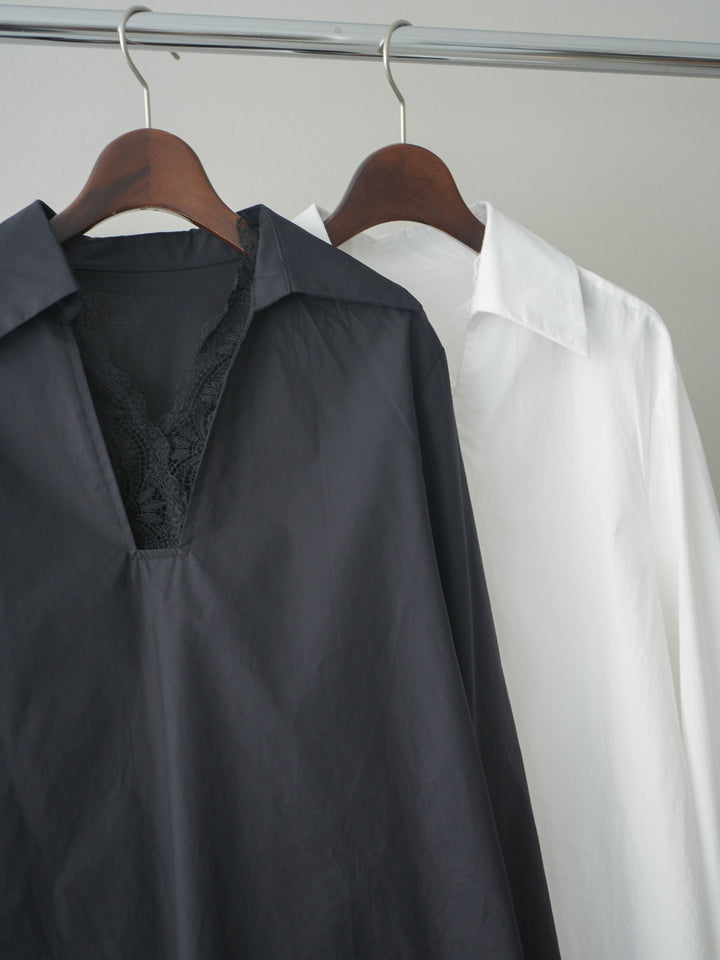 [SET]レースネックスキッパーブラウス+フロントビジューカーブデニムパンツ(2set)