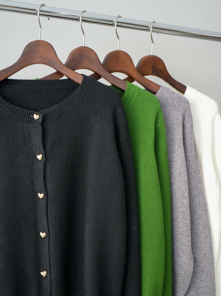 [SET]ハートボタンニットカーディガン+コットンライクレースバルーンミニスカート(2set)