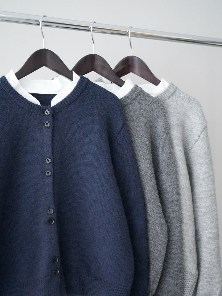 [SET]布帛ドッキングニットカーディガン+ガーメントウォッシュカーブデニムパンツ(2set)