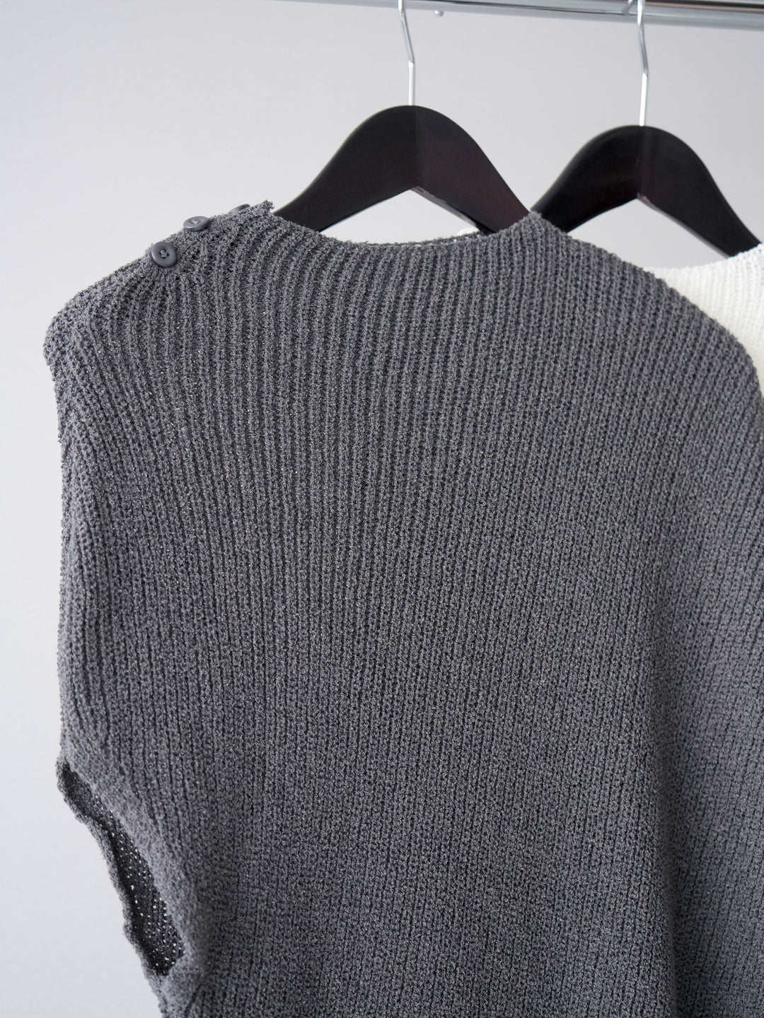 [SET]アシンメトリーローゲージニットトップス+アシンメトリーベルトタックワイドパンツ(2set)