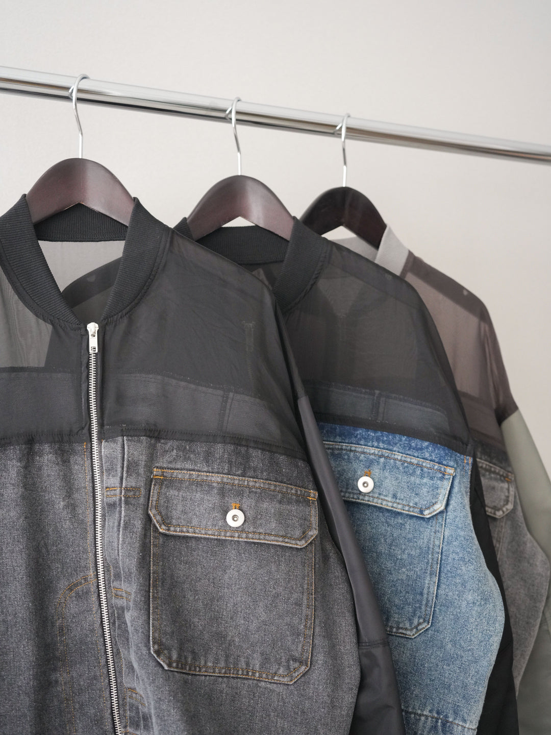 [SET]異素材デニムブルゾン+フロントジップデニムスカート(2set)