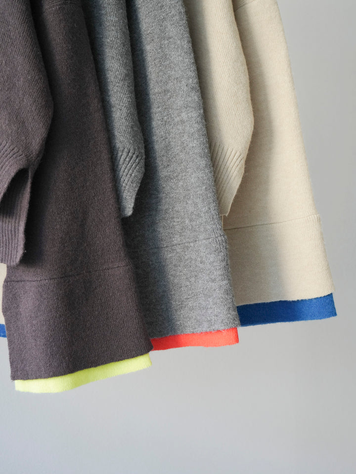 [SET]袖レイヤード配色ニットプルオーバー+プリーツIラインスカート(2set)