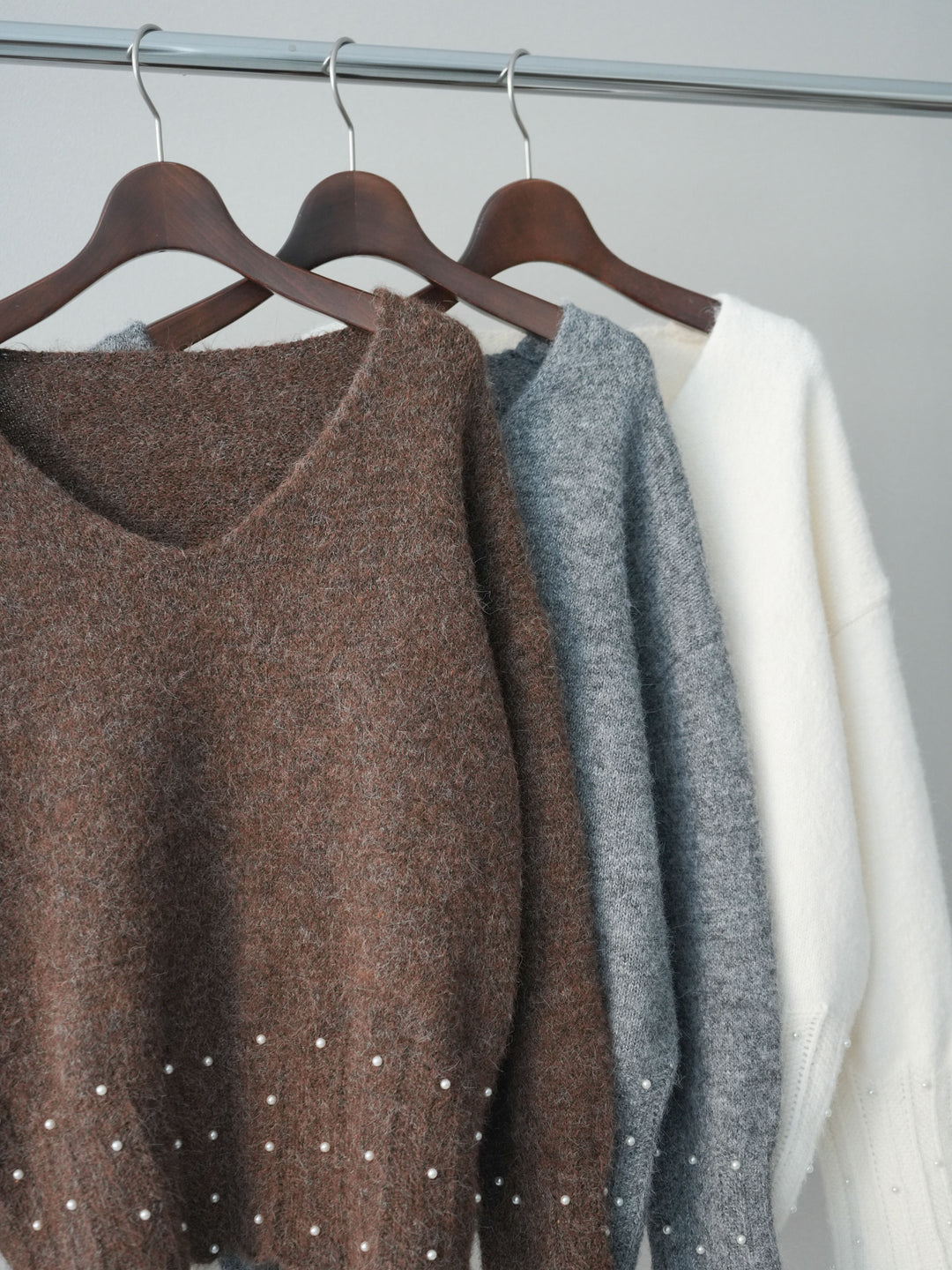 [SET]パールフリルリブヘムニットプルオーバー+チュールボリュームスカート(2set)