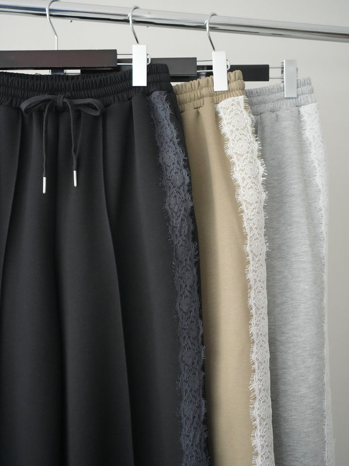 [SET]バックリボンバルーンチュニックキャミ+サイドレースポンチワイドパンツ(2set)