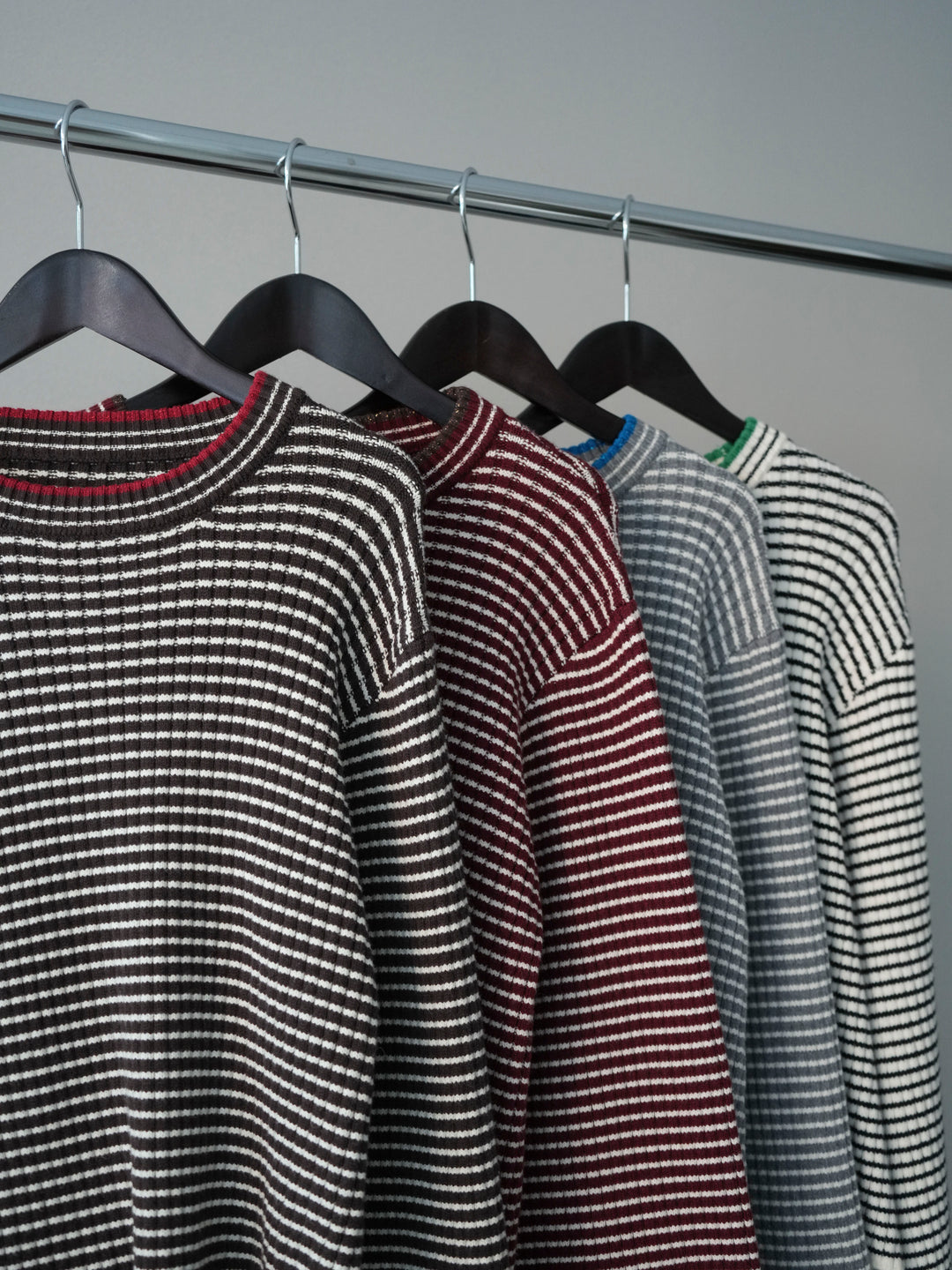 [SET]ラメ異素材ボーダーリブニットプルオーバー+ラメ異素材ボーダーリブニットプルオーバー(2set)