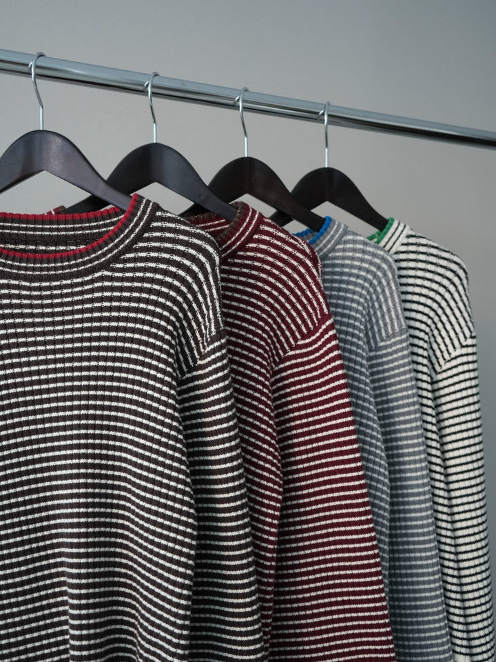 [SET]ラメ異素材ボーダーリブニットプルオーバー+ラメ異素材ボーダーリブニットプルオーバー(2set)