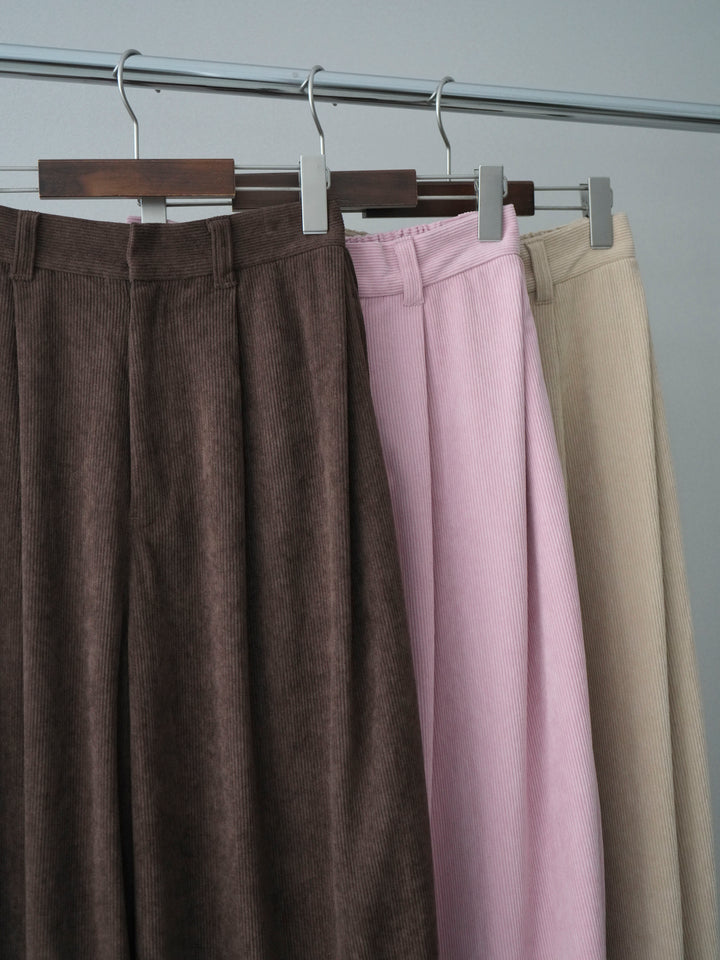 [SET]裾シャツレイヤードダメージニットプルオーバー+コーデュロイサイドタックコクーンパンツ(2set)