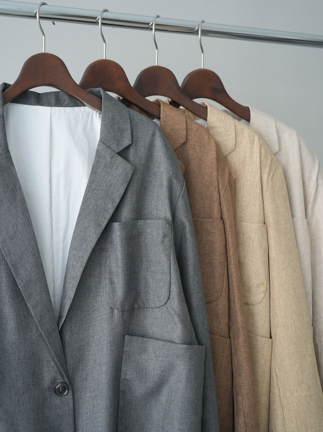 [SET]リネンライクテーラードジャケット+リネンライクバックオープンジレ+リネンライクタックワイドパンツ(3set)