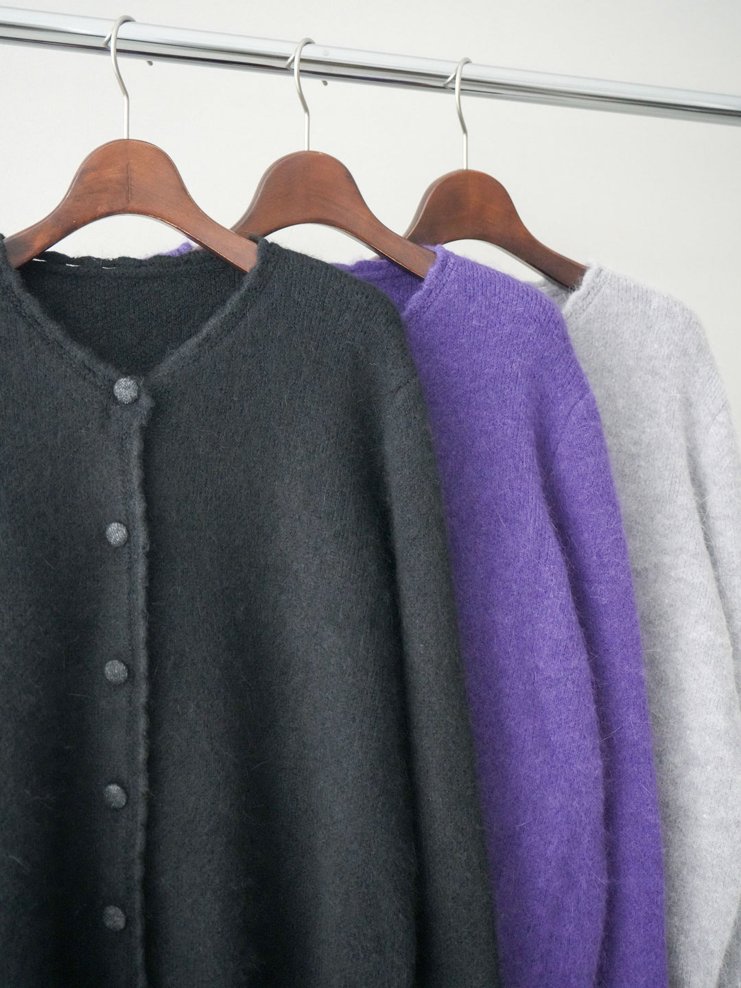 [SET]くるみボタンニットカーディガン+テープベルトタックバギーパンツ(2set)