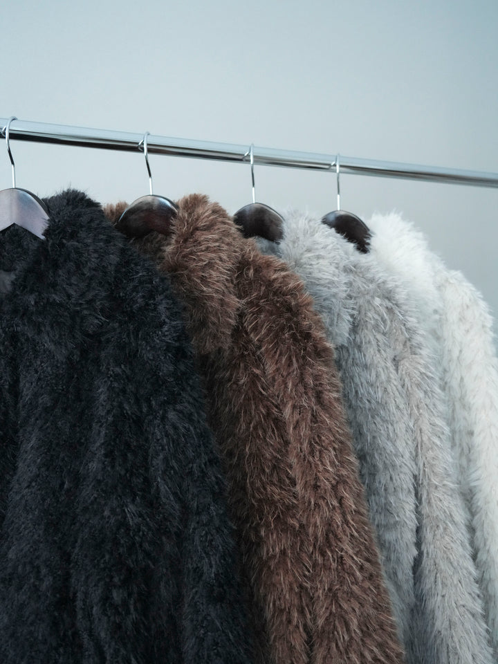 [SET]フェイクファー襟付きショートブルゾン+チュールレーストップス(2set)