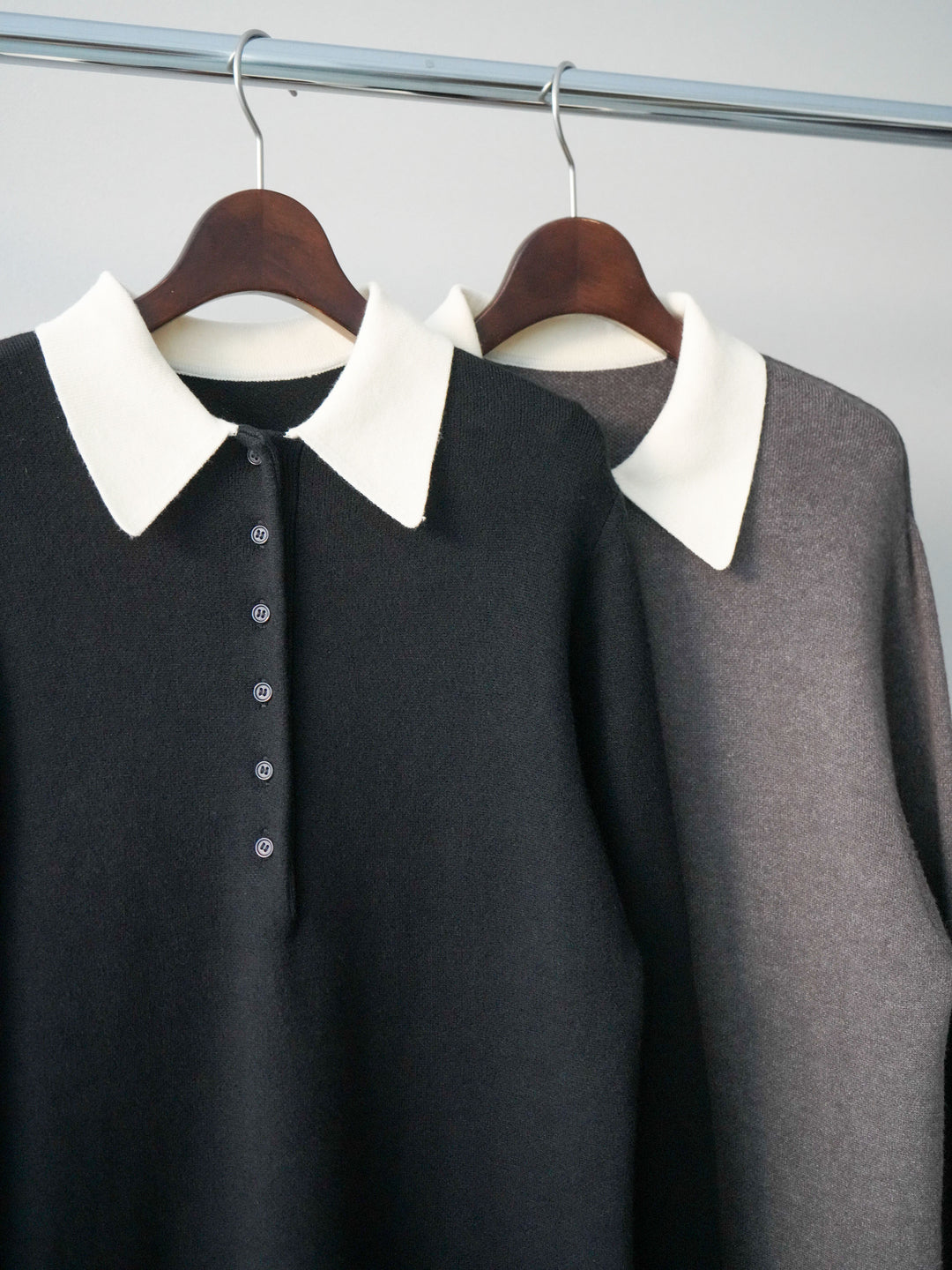 [SET]配色ポロニットワンピース+配色ポロニットワンピース(2set)