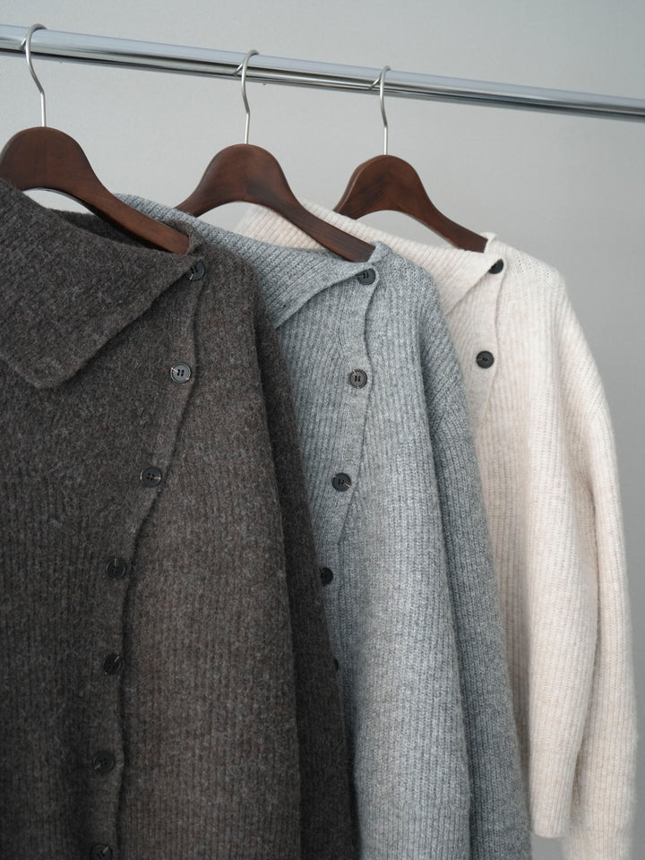 [SET]ハイネックデザインボタンニットカーディガン+ハイネックデザインボタンニットカーディガン(2set)