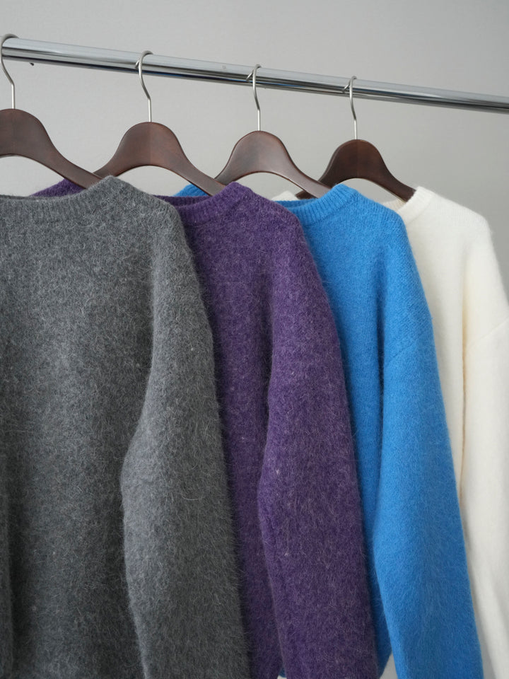 [SET]アンゴラタッチクルーネックニットプルオーバー+ラメシャギーフロントジップスカート(2set)