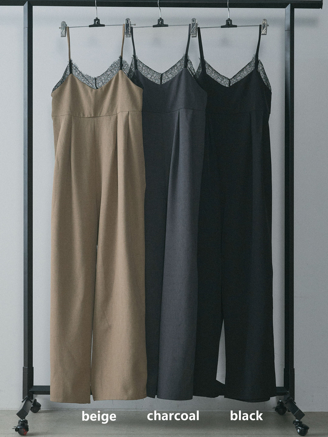 【Allure】[SET]レースキャミオールインワン+スウェードハンドステッチロングコート(2set)