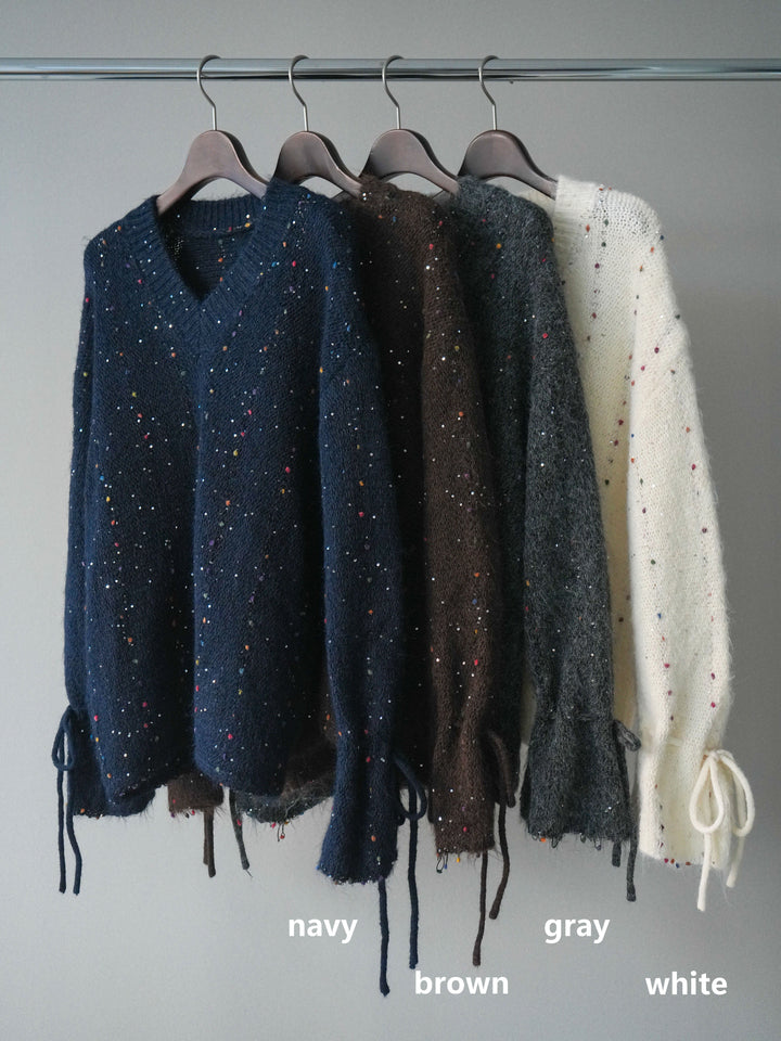 [SET]キャンディースリーブカラーネップスパンコールニットプルオーバー+キャンディースリーブカラーネップスパンコールニットプルオーバー(2set)