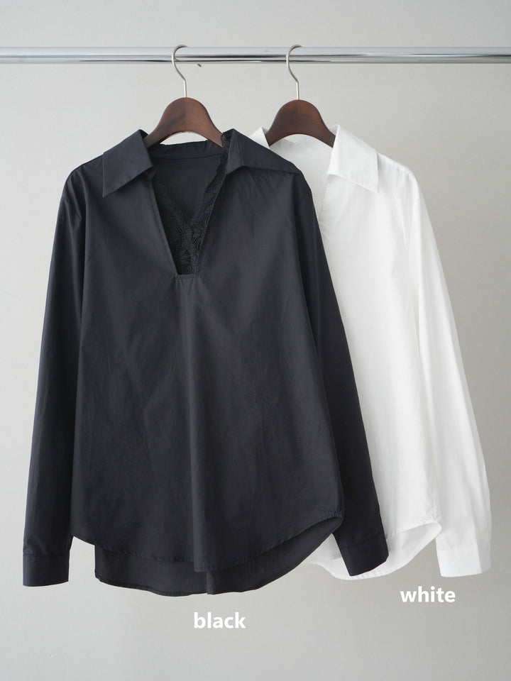 [SET]レースネックスキッパーブラウス+フロントビジューカーブデニムパンツ(2set)