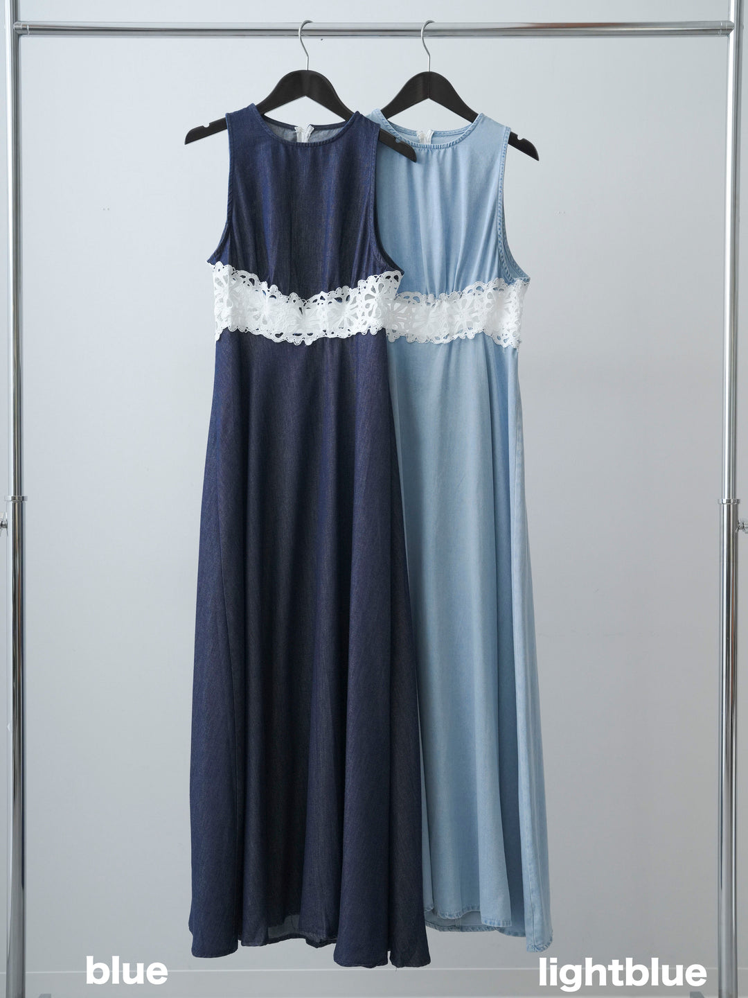 [SET]バックオープンレースデニムワンピース+バックオープンレースデニムワンピース(2set)