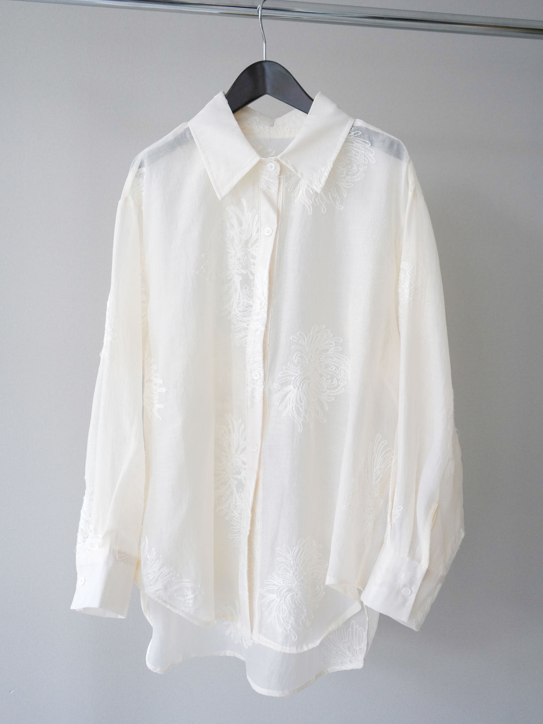 [SET]シアーエンブロイダリーシャツ+ダブルボタンドレープパンツ(2set)